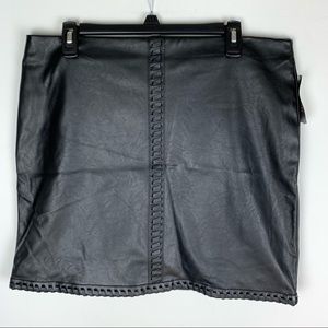 INC International Concepts black vegan faux leather pull on skirt new